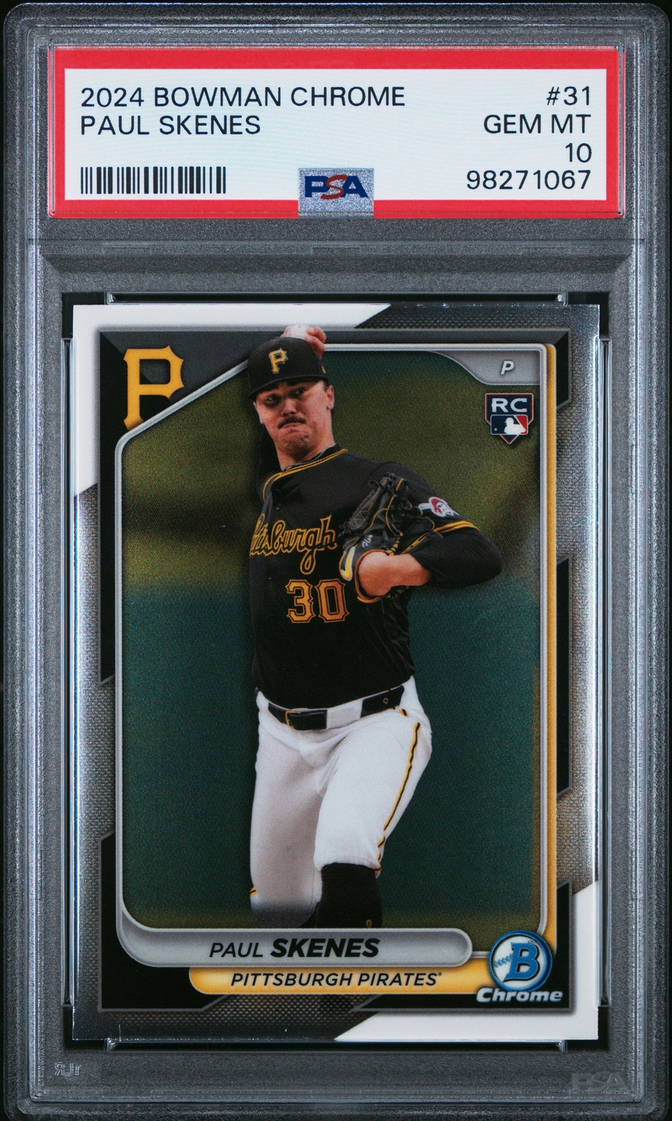 PSA 10 PAUL SKENES 2024 Bowman Chrome Baseball PIRATES Rookie Card RC GEM MINT view 2