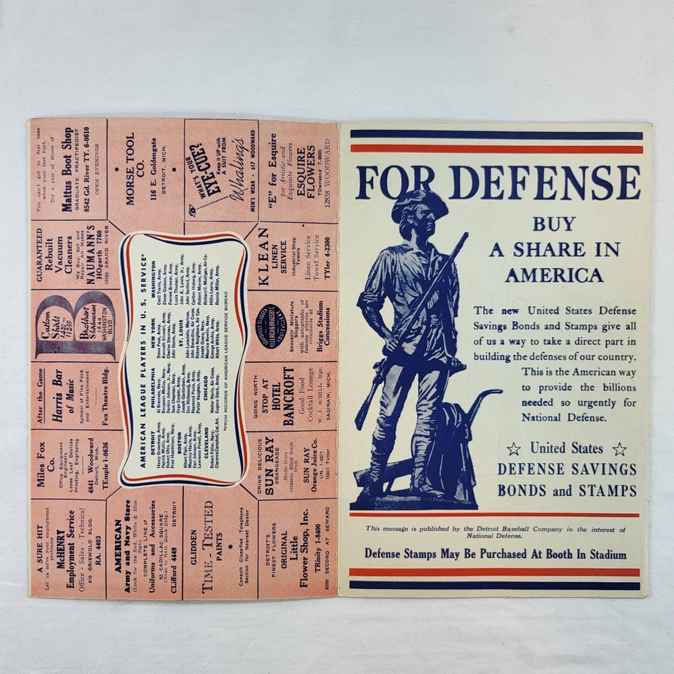 1942 Official Detroit Tigers vs Cleveland Indians Score Card at Briggs Stadium - Image 3 of 4