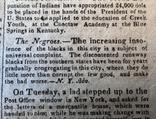 1826 Runaway Blacks Negroes From Southern States In New York Newspaper
