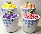 Set Of 4 Pfaltzgraff Ceramic Fruit-Themed Canisters With Lids Country Farmhouse