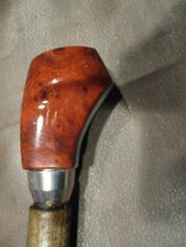 MW.A726: UNIQUE BROWN SILVER COMFORT HANDLE KNOB FOLK ART WALKING STICK CANE