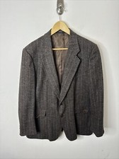 Western Outfitters Men 44 Blazer Tweed Wool Sports Coat Brown Herringbone