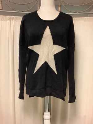 Torn by Ronny Kobo Oversized Star Print High Low Crew Neck Sweater Pullover XS