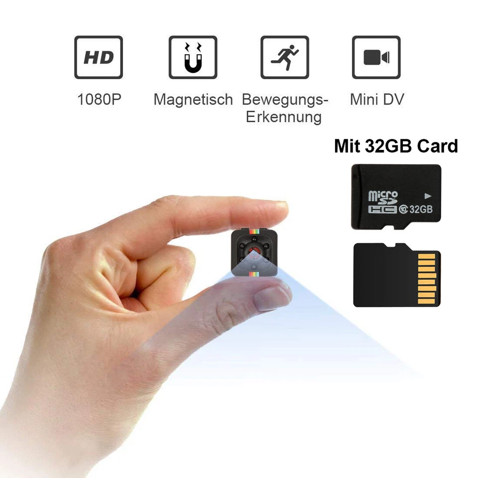 1080P Überwachungskameras Mini Kamera HD mit 32GB Karte IP Nachtsicht DE  - Bild 2 von 4