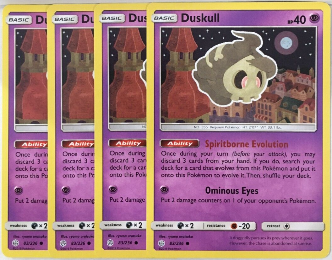 POKEMON 4X DUSKULL 83/236 COSMIC ECLIPSE COMMON NEAR MINT-PLAYSET