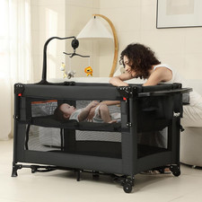 5 in 1 Pack and Play, Baby Bassinet Bedside Sleeper, Baby Playard, Bedside Crib