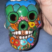 Hand-painted Ceramic Sugar Skull Made in Mexico Day of the Dead