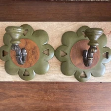 TELL CITY CHAIR COMPANY A 3248 Wall Antique Green Wall SCONCE CANDLE HOLDERS