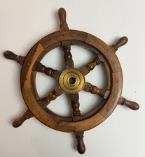 Antique Wooden Ship Wheel Marine Steering Wheel Brass Hub 15 Nautical Decor Antique Wooden Ship Wheel Marine Steering Wheel Brass Hub 15 Nautical Decor