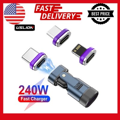 USLION 240W Type C Adapter USB-C to Type-C Fast Charging Cable Magnetic USB C