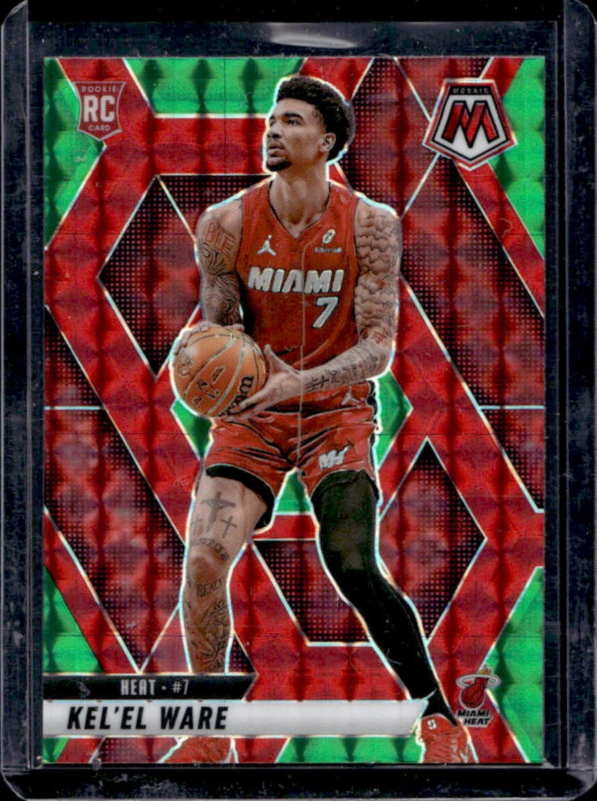 2024-25 Panini Mosaic Kel'el Ware RC Choice Red & Green Mosaic Rookie #232 Heat
