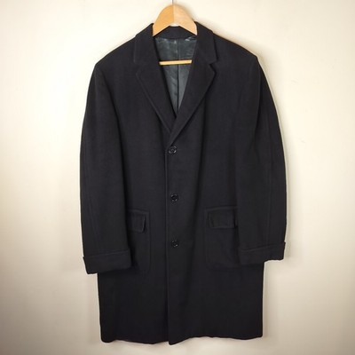 Men's Vintage 100% Cashmere Coat 42 Regular 42R Three Button Lined Overcoat