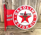 Texaco Gasoline Oil Large Flange Vintage Style Metal Sign