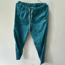 Spread Unisex Teal Polyester Medical Scrub Pants Size S Solid Pattern