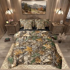 Camo Queen Bed in a Bag Set - 7 Pieces Rustic All Seasons Bedding