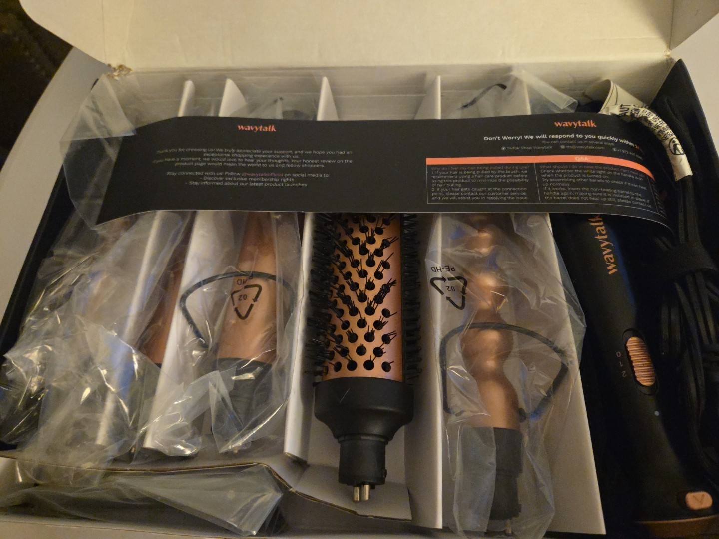 Wavytalk 5 in 1 Curling Iron,Curling Wand Set with Curling Brush, Rose Gold