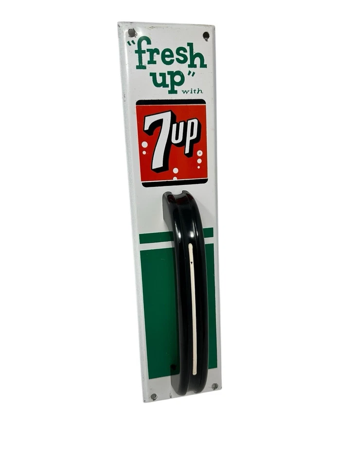 Vintage 7up Door Pull Advertising Fresh Up With 7 Up Nice Graphics Clean Cond.! - Image 2 of 4