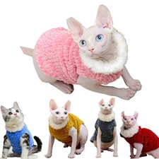 Winter Warm Cat Clothes Handmade Soft Cats Knitted Sweater Outfit Sphynx Cat Hoo