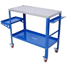 1200LBS Portable Welding Workbench-36x18"Steel Table Lockable Casters+Tool Slots