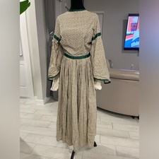 Vintage cottagecore prairie Victorian floral cotton day dress S/M