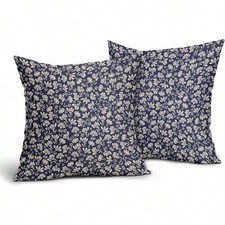 Tan Khaki Beige Daisy Floral 18X18 Inch Pillow Covers Set Of 2, Block Print