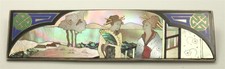 Vintage Sterling Silver Japanese Raden Inlay Geisha Scene Brooch Pin 48g 4.1"