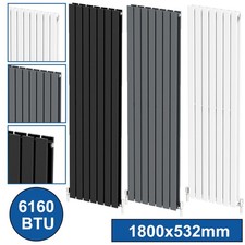 Image of Vertical Horizontal Designer Radiator Oval Column Flat Panel Heating Rad Valves