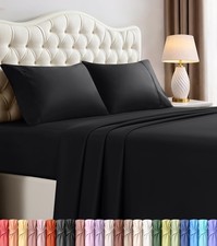 King Size Sheet Set 4 Piece Bed Sheets, Soft and Breathable Microfiber,
