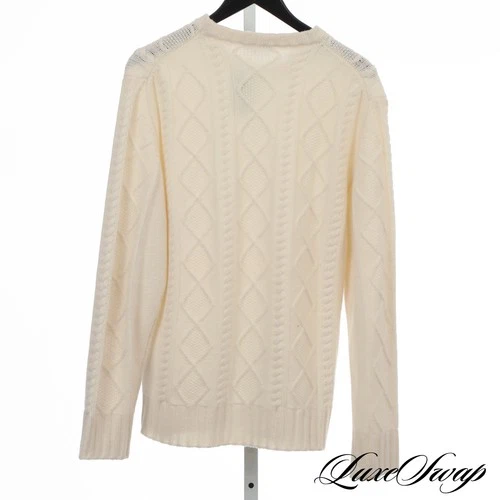 Husbands Paris - Made in Italy Cream Cashmere Mix Cabled Sweater