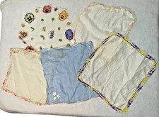Vintage 1950s  60s Hanky Lot Crochet Lace  Embroidery Set of 5 Handkerchiefs