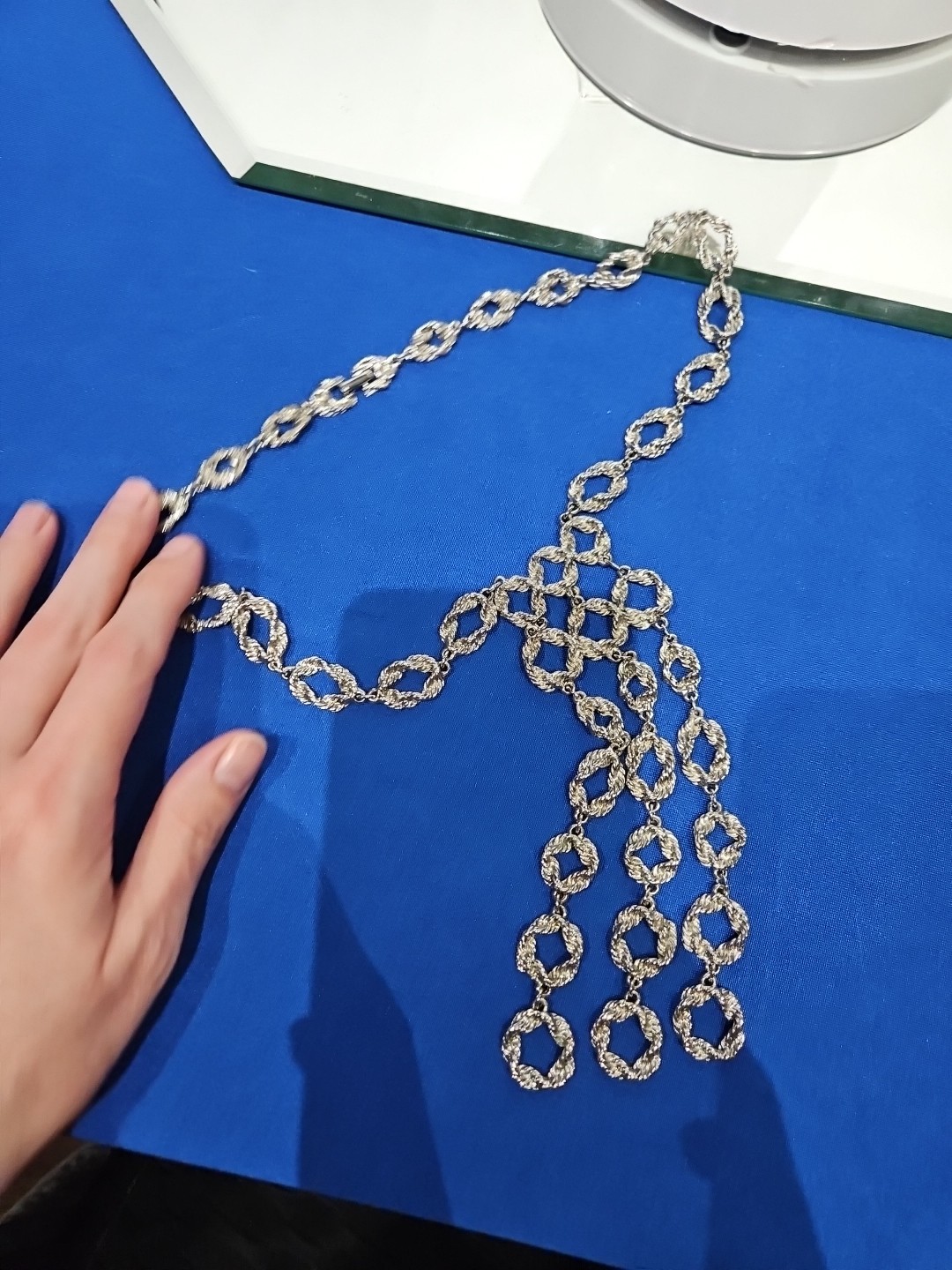 Statement Chain Necklace. Silver tone knotted rop… - image 17