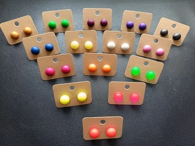 Handmade Freestyle dance stud earrings! 1 cm Pearl and neon colours bright
