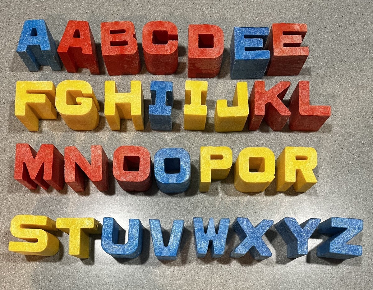 Mattel 1971 Complete Set of 30 Tuff Stuff Alphabet Blocks-2