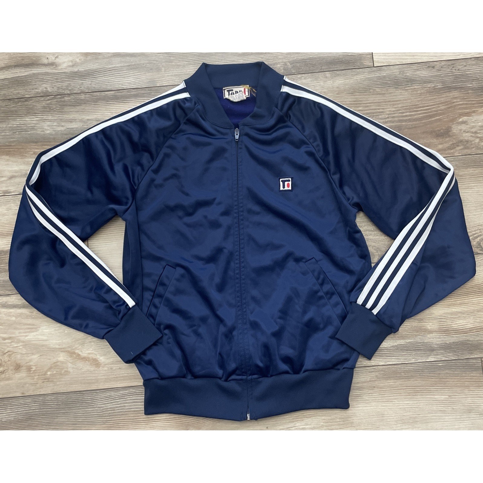 Vintage Todd 1 Track Jacket Size M – Blue & White Stripes 1980s–1990s image 2