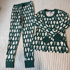 Hanna Andersson Christmas Tree Pajamas 2 Piece Set 100 Organic Cotton Kids XS