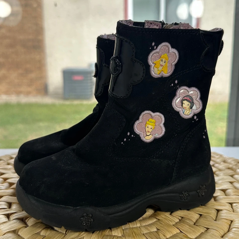 Disney принцесса ребенка ясельного возраста девочек черная замша стороны молнии ботинки Aurora Золушка снег * - Изображение 2 из 4