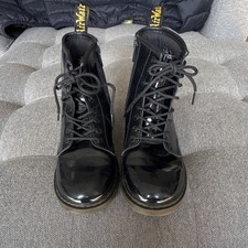 Dr. Martens 1460 J Black Patent Leather Combat Boots Unisex Kids US 4 EU 36
