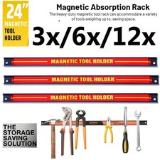 3x/6x/12X Heavy Duty Magnetic Tool Bar Holder Strips Storage Garage Wall Rack