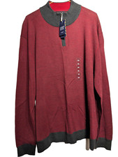 Club Room Sweater Men 2XL Cherry Stripe Half Zip Mock Neck Merino Wool Blend NWT