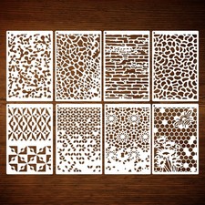 8pcs Reusable Stencils for Crafts, Geometric Honeycomb and Texture Designs