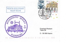 Schiffspost Raddampfer Mississippi Queen Hamburg RegattabegleitKieler Woche 2000