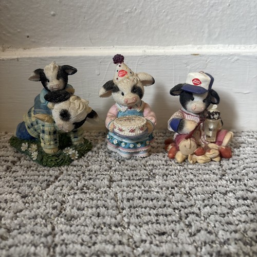 90’s Mary's moo moos LOT of 3 Collectible Figurines Cow Scenes Dairy Queen