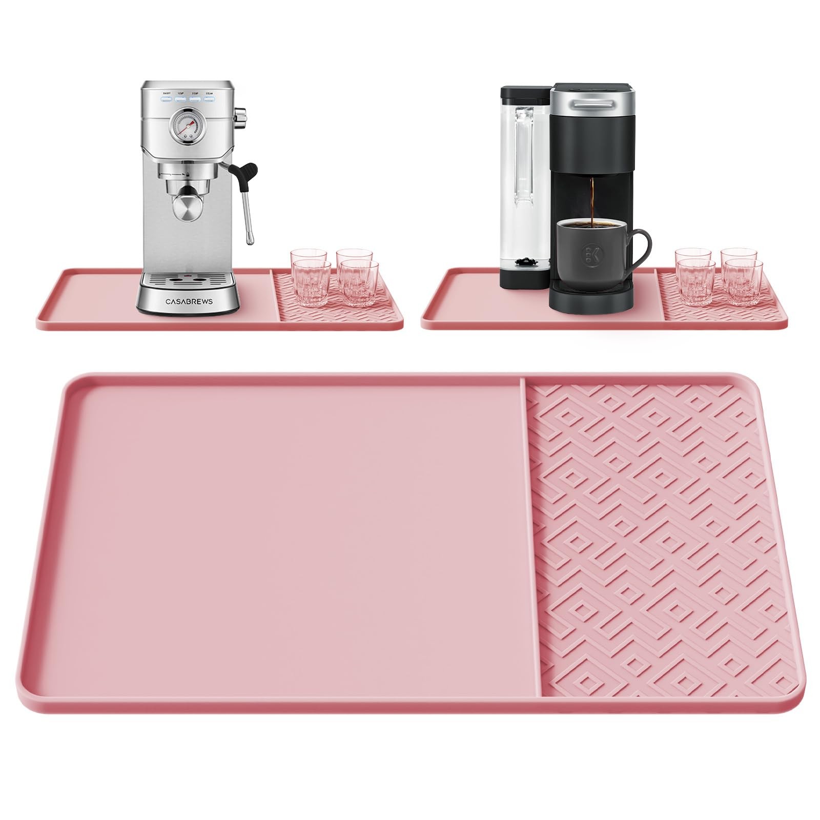 Silicone Coffee Mat with Raised Edges 19" x 12" &ndash; Waterproof Countertop Mat, ...