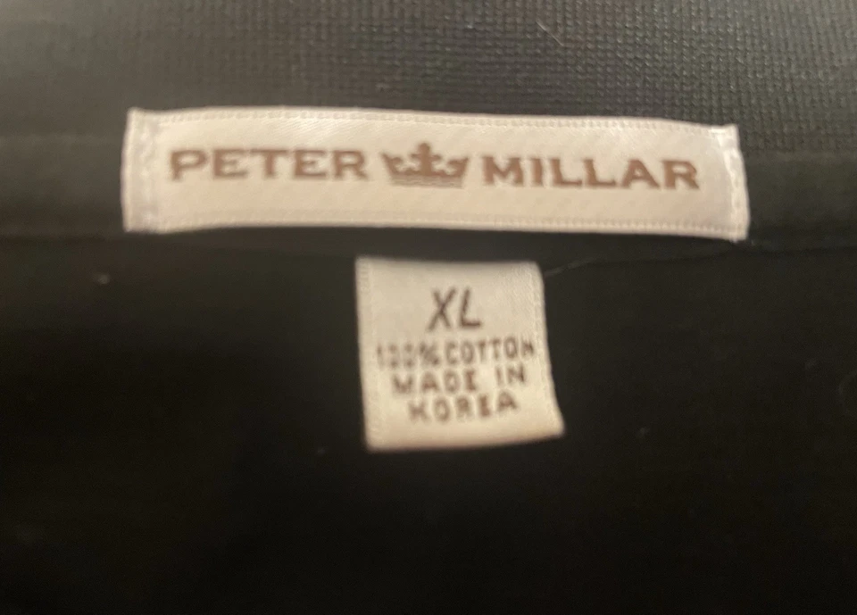 Peter Millar Мужская XL хлопок черный гольф рубашка-поло логотип: ~ Ocean Forest клюшка для гольфа - Изображение 4 из 4