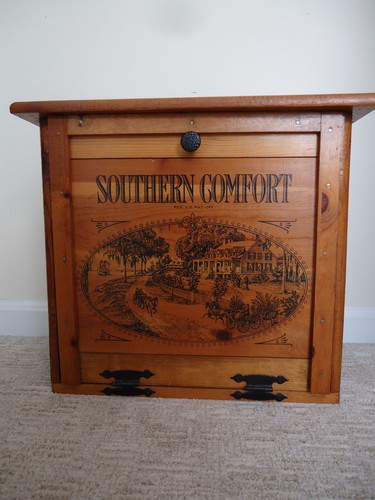 Vintage Southern Comfort Whiskey Wood Cabinet - Rare Store Display - Bar Decor