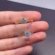 Diamond Round Solitaire Engagement Ring 2CT Lab Created 14K Yellow Gold Plated