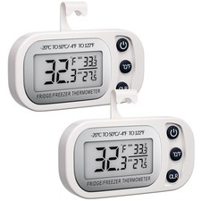 Digital Frigerator Thermometer 2 Pack, Waterproof White-2PCS, White-2 Pack
