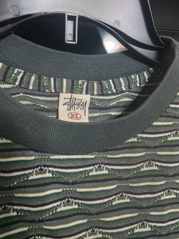 Винтажная рубашка Stussy в полоску с геометрией размер XL - Изображение 3 из 4