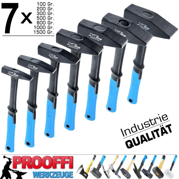 7X Profi Schlosserhammer Werkstatt Vorschlag Hammer Fiberglas Ergo 100 - 1500 Gr-image
