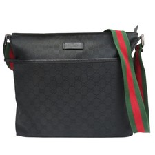 GUCCI GG Canvas Web Sherry Line Shoulder Crossbody Bag Black 189751
